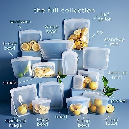 Stasher Premium Silicone Reusable Food Storage Bowl, 6-Cup, Clear, Microwave, Sous Vide, Dishwasher, Oven and Freezer Safe, Travel Container, BPA Free, Leak-free, Eco-friendly