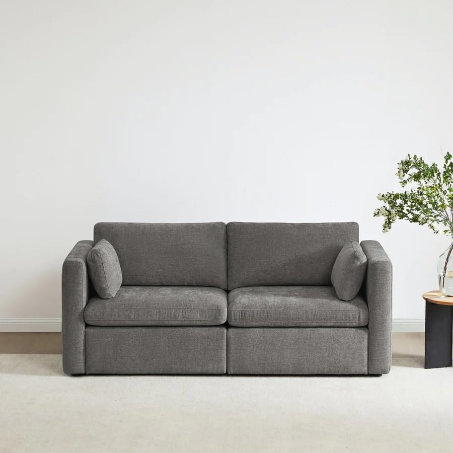 CHITA Small Modular Sectional Fabric Sofa Set, Extra Comfty Loveseat Cloud Couch, FSC Certified Modular Sectional Couch for Living Room, 78 inch Width,2 Seat Modular Sofa, Grey