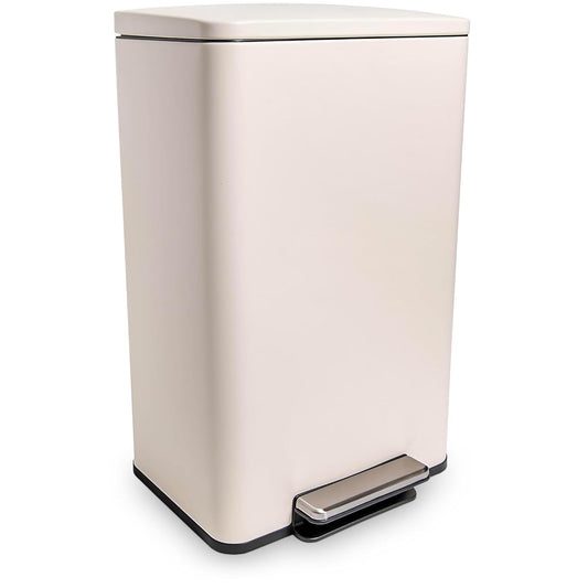 50 Liter / 13.2 Gallon Soft-Close, Smudge Resistant Trash Can with Foot Pedal and Built in Filter
