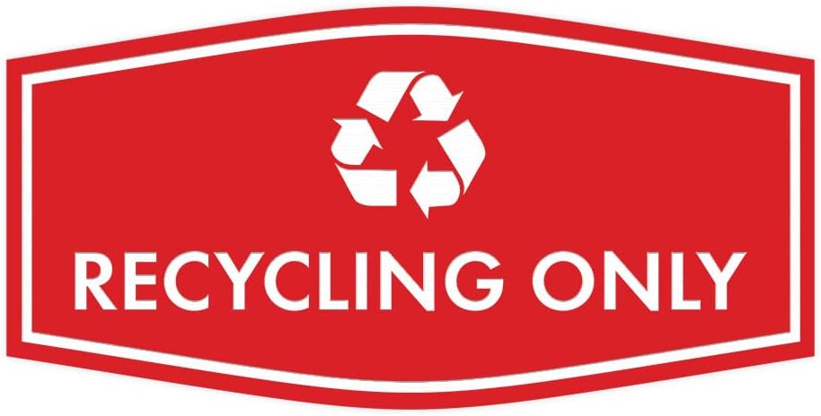 Fancy Recycling Only Sign (Red) - Large