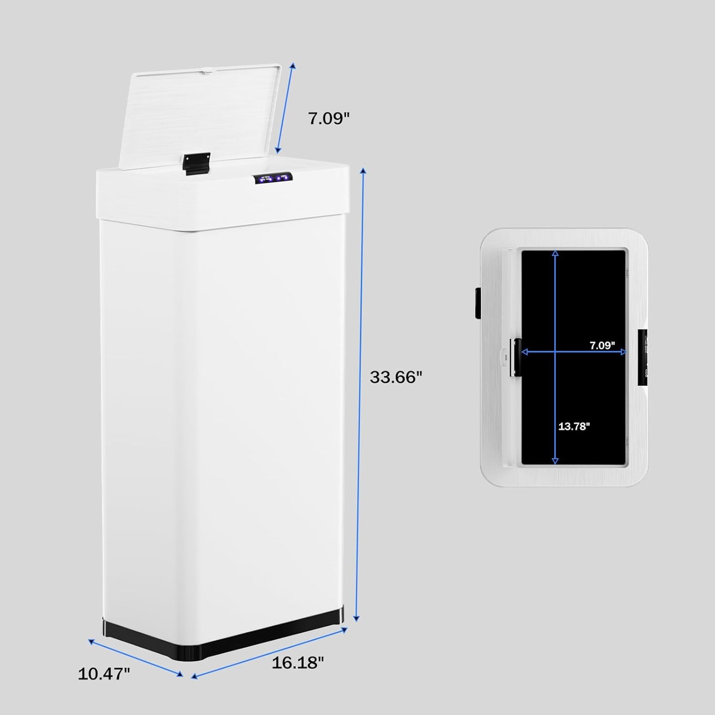 TLSUNNY 21.1 Gallon Motion Sensor Trash Can,Touchless Automatic Garbage Can,Brushed Stainless Steel Smart Bin,with Bag Holder,Soft Close Lid,for Kitchen,Office,RV,Bedroom,Living Room (White, 80L)