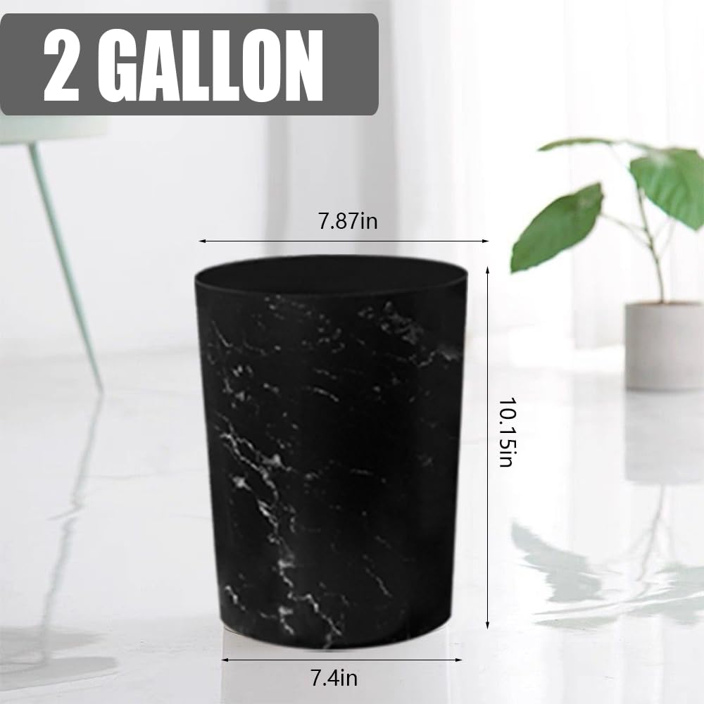 Feisco Small Trash Can for Bathroom, 2 Gallon Trash Can Trash Bin Wastebasket Garbage Can for Kitchen,Bathroom Office, Bedroom,Dorms,Laundry Room (Black, 1 Pack)
