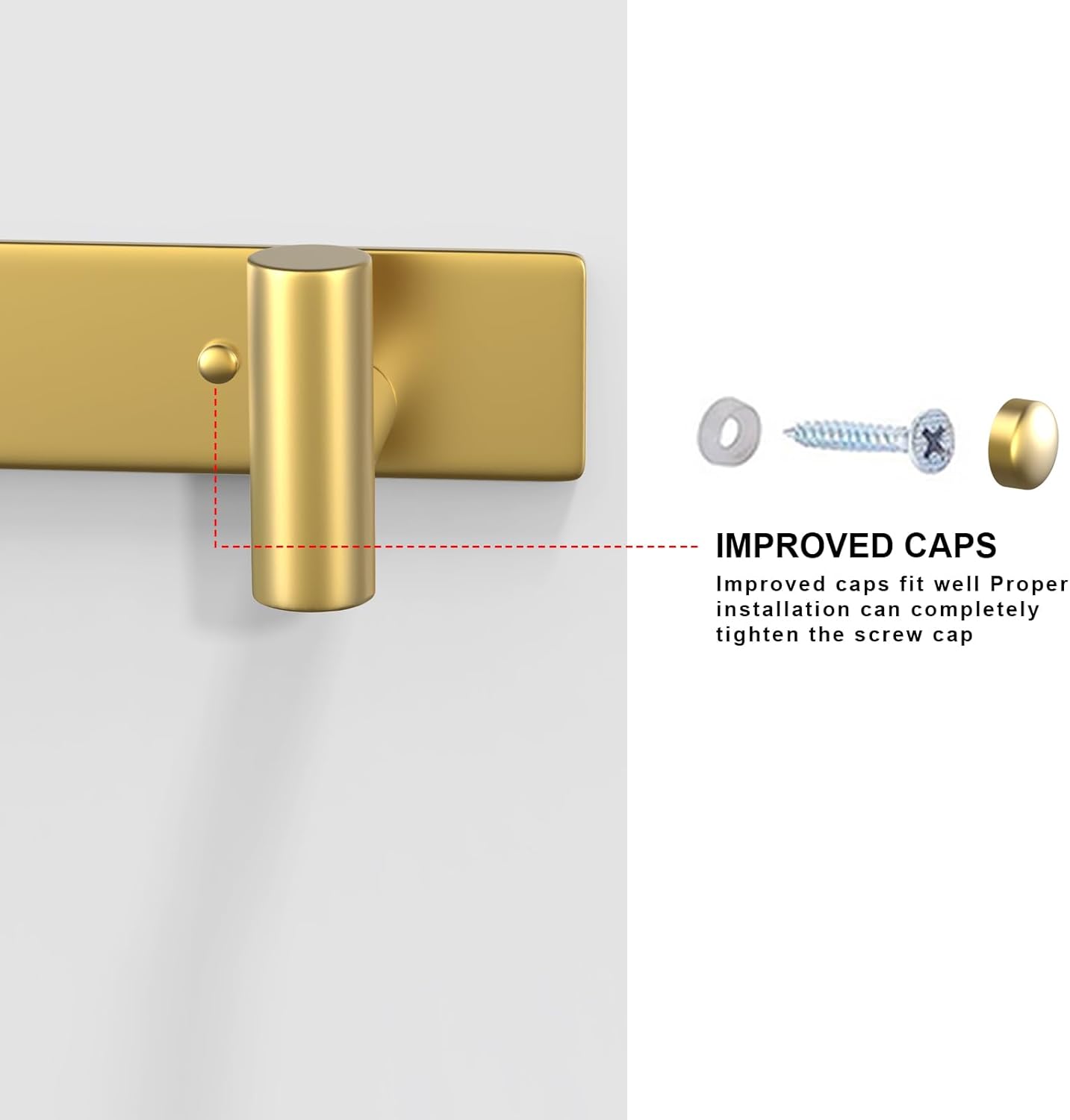 VAEHOLD Hat and Coat Wall Mount Rack - Hooks for Robes, Bags, Keys, and Towels - Bathroom Towel Hanger Organizer (Gold, “T“ Shape 4 Hooks 2 Pack)