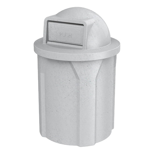 42 Gallon Circle 100% Recycled Plastic Heavy Duty Outdoor Commercial Trash Can with Push Open Dome