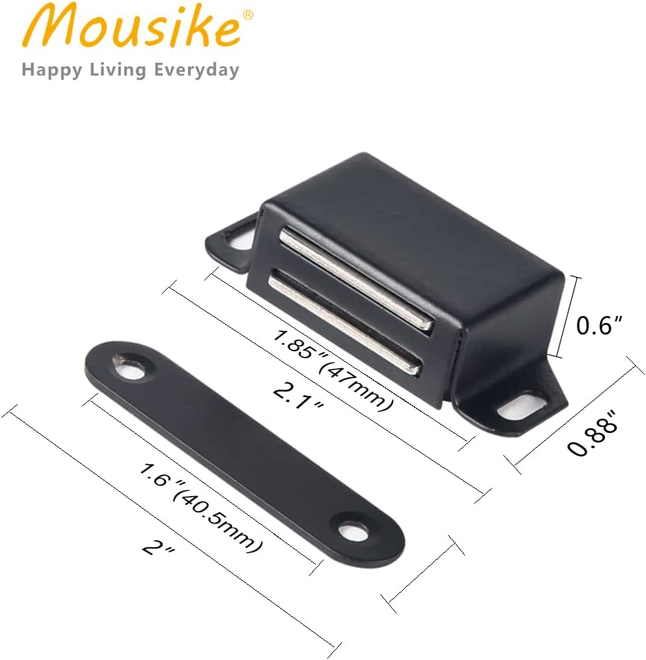 Mousike Cabinet Magnets 30lb Black Door Magnets with Strong Magnetic for Kitchen Cupboard Wardrobe Closet Cabinet Door Drawer Latch 6 Pack