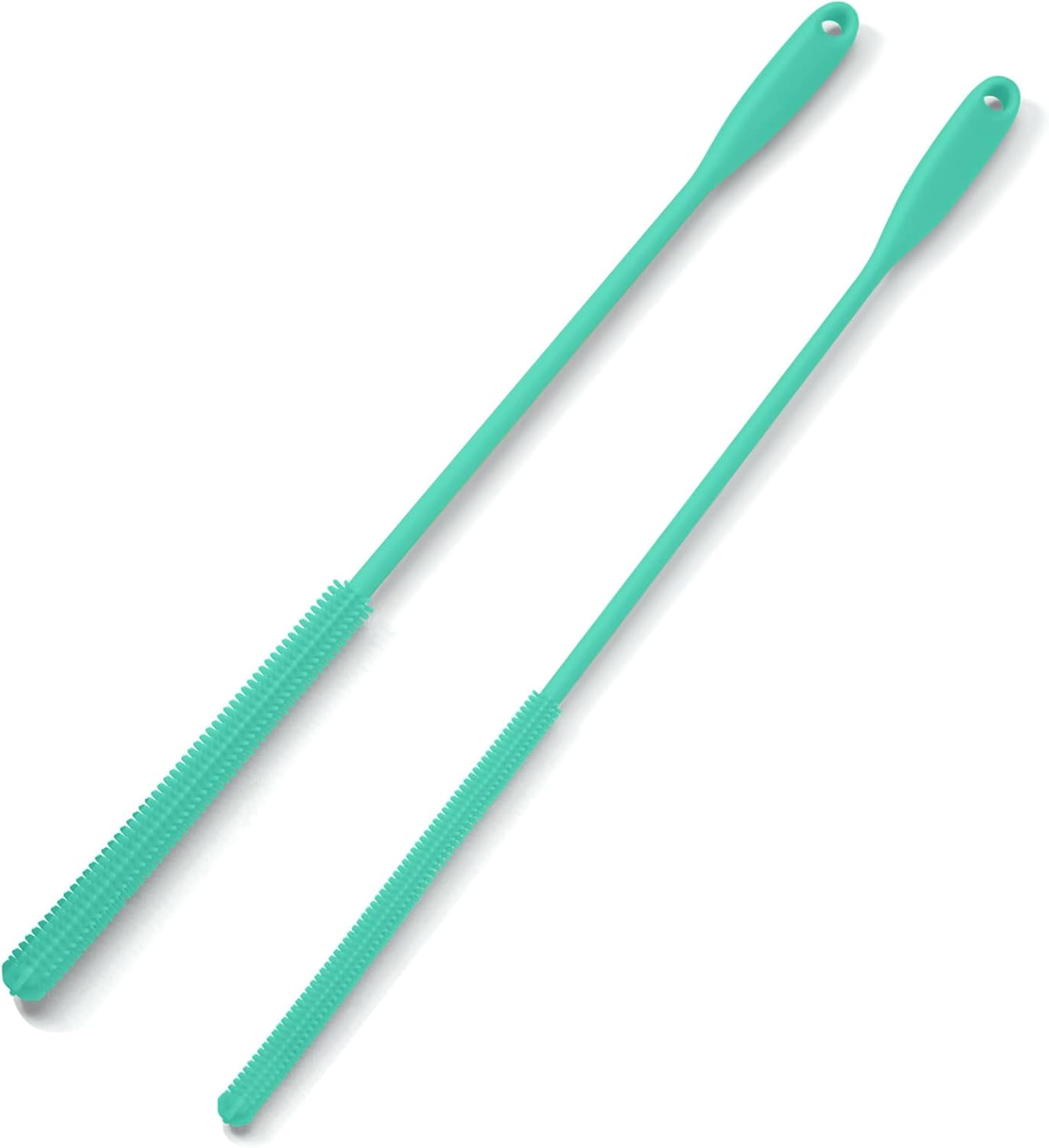 Silicone Straw Brush 4 Pack - (2 Small, 2 Wide) - 10 Inches Reusable Straw Cleaner, Pipe Cleaners, Straw Cleaning Tool for Drinking Straws, Pipes, Tubes, Glass and Detailing (Teal)