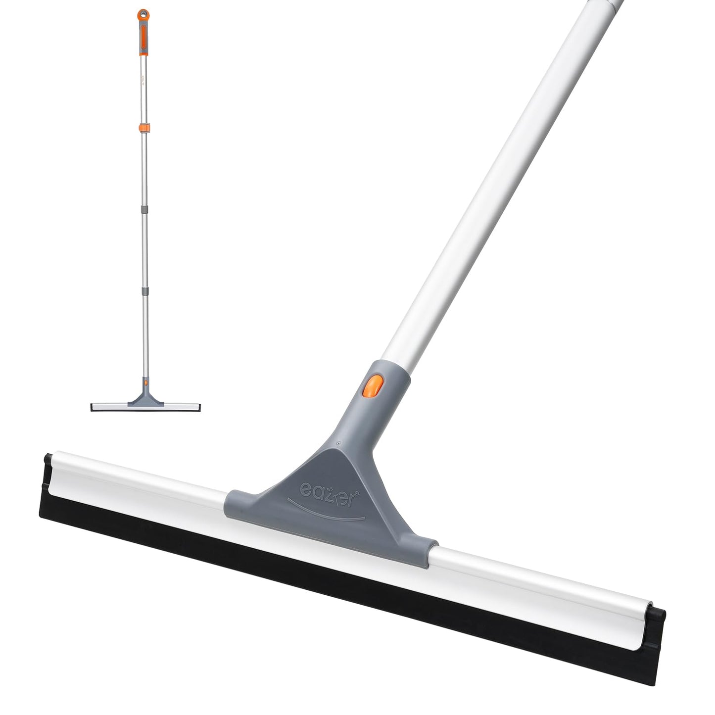Eazer Floor Squeegee for Floor: Heavy Duty Scrubber with Extendable 60'' Aluminum Pole and Rubber
