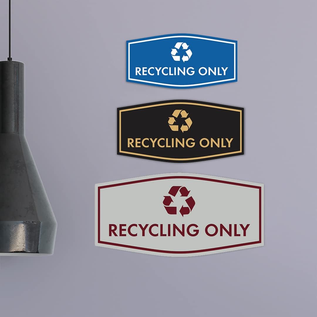 Fancy Recycling Only Sign (Black) - Medium