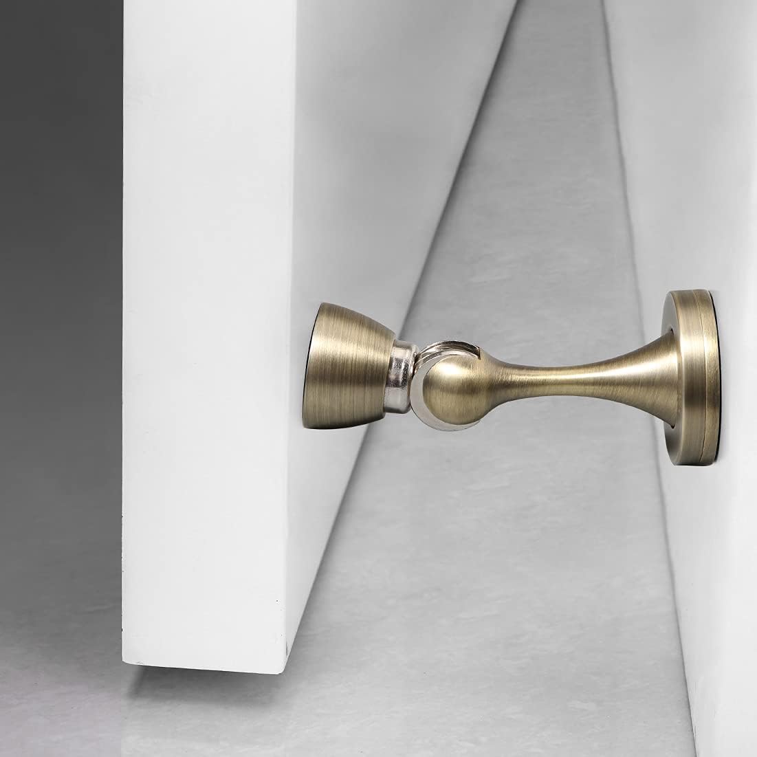 YAGU Magnetic Door Stopper 2 Pack, Zinc Alloy Brushed Bronze Door Stops Door Catch Holder Wall Floor Mounted, Magnet Metal Soft-Catch