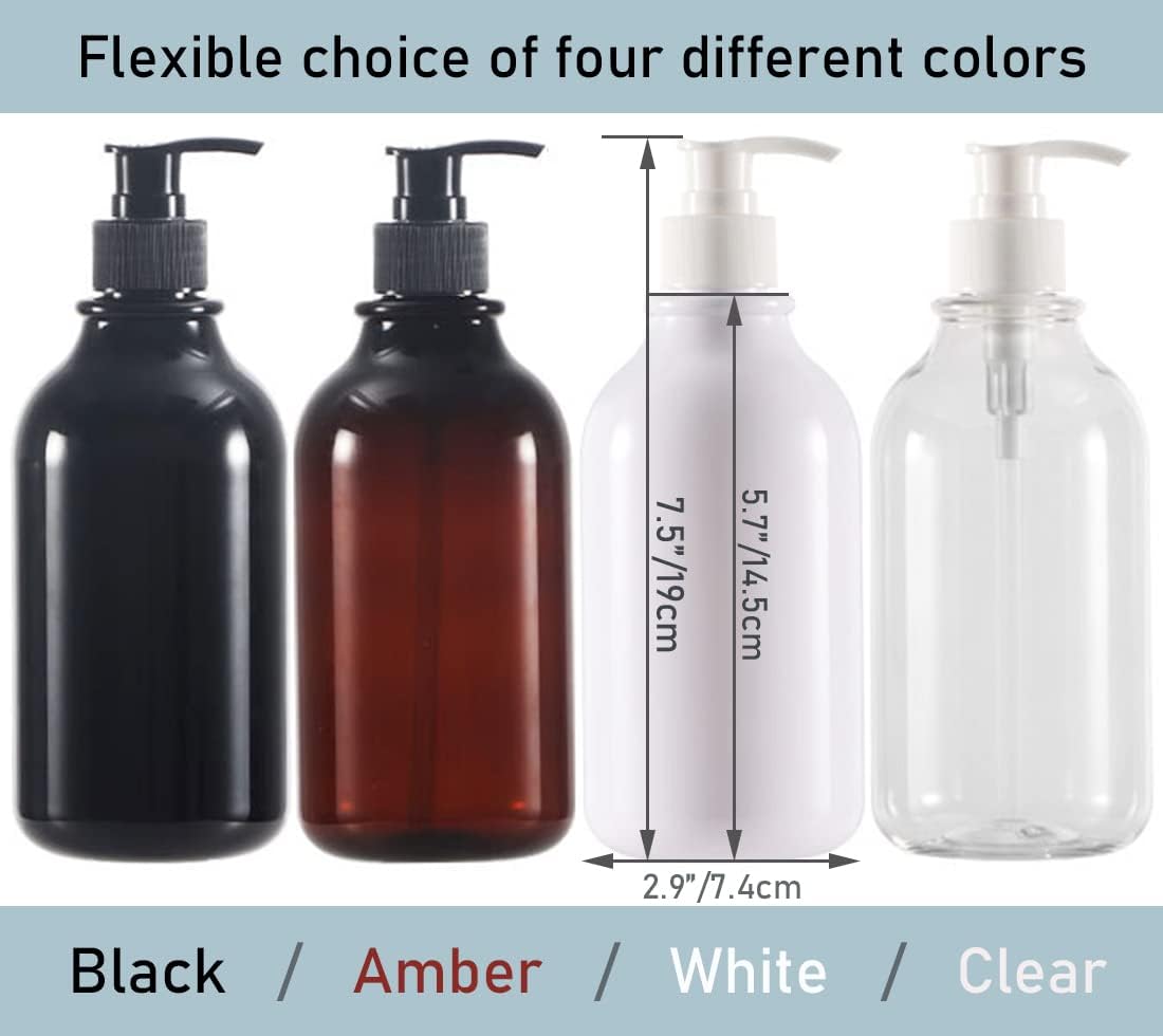 3 Pack of Shampoo and Conditioner Bottles - Apothecary Dispenser Bottle for Bathroom and Kitchen, Refillable Shampoo Bottles for Shampoo Lotion Oil Shower Soap Hand Soap and Dish Soap (Black)