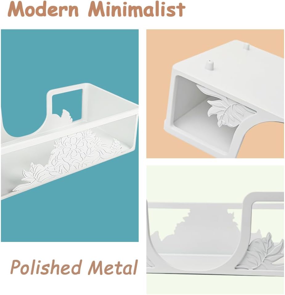 Metal Napkin Holder for Bathroom and Kitchen - White Floral Design Disposable Hand Towel Holder Tray, Guest Towel Organizer for Countertop, Paper Napkin and Towel Dispenser (White)