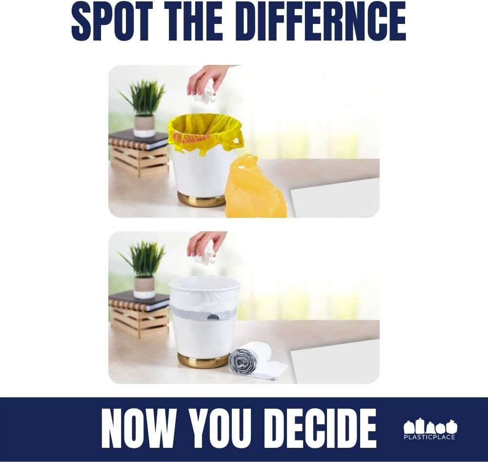 Plasticplace 6 Gallon Trash Bags, 0.7 Mil, White Drawstring Garbage Can Liners, 17" x 20" (100 Count) (Pack of 6)