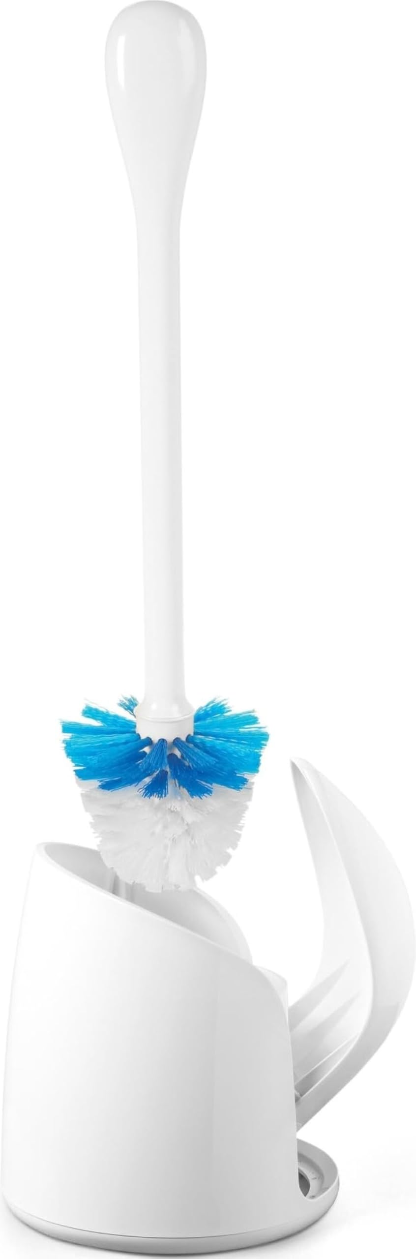 OXO Toilet Brush & Holder Set, Covered Canister, Auto-Open Lid, Compact Design for Small Bathrooms