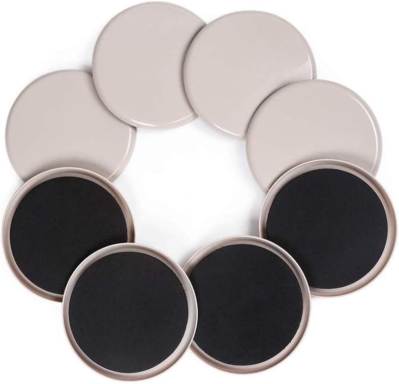Ezprotekt 8 Pack Reusable Large Furniture Movers Sliders for Carpet, 5" Round Furniture Moving Pads, Carpet Sliders for Heavy Sofa Bed Couch Fridge, Move Items Easily and Quickly (Beige)
