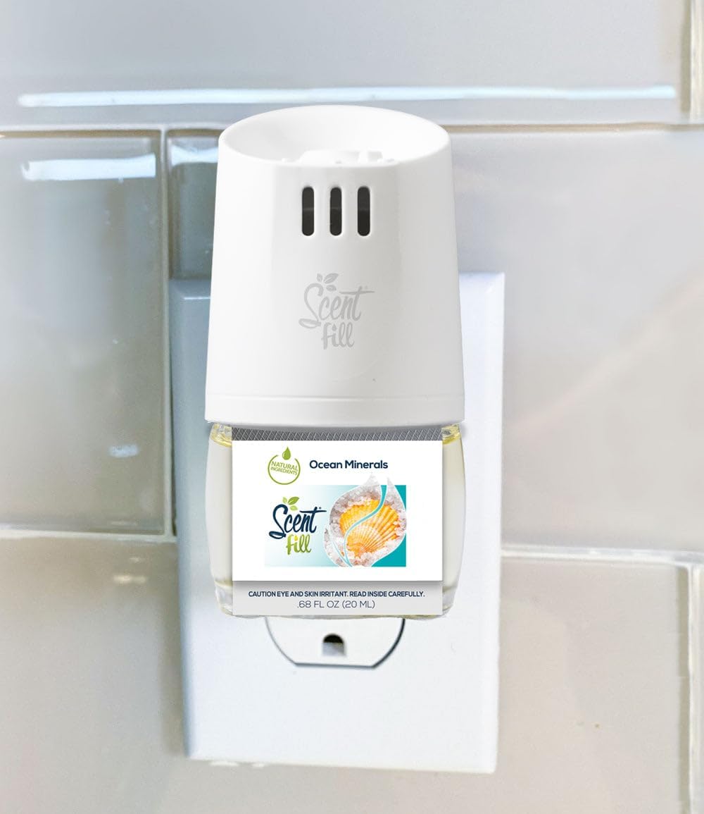 Scent Fill Ocean Minerals Plug in Air Freshener, Scented Oil Refills, 2 Refills + Diffuser