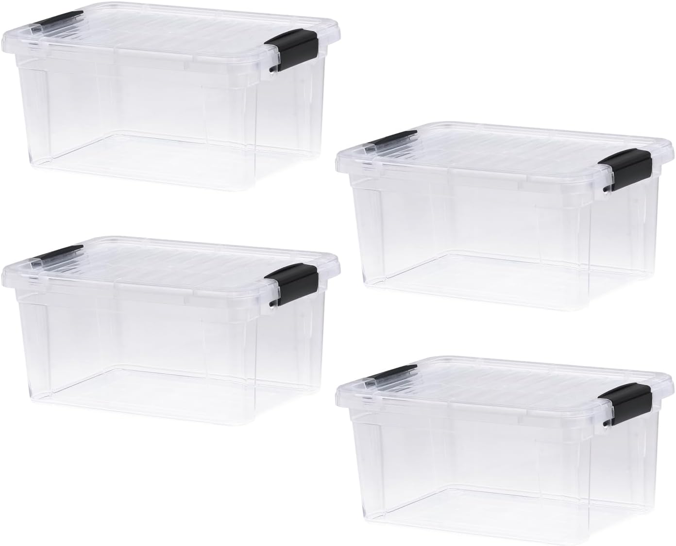Superio Storage Bins with Lids- 4 Pack, 6.6 Qt Clear Boxes for Organizing, Stackable Plastic Containers- BPA Free, Non-Toxic, Odor Free, Organizer for Home, Office, Dorm