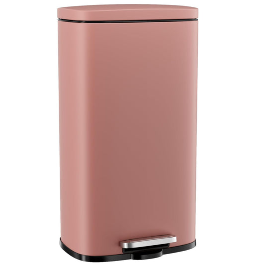 Arlopu 8/13.2 Gallon Step Trash Can, Stainless Steel Garbage Bin, Soft-Close Rubbish Bin with Removable Plastic Inner Bucket, Fingerprint-Proof, Lid Dustbin, Suit for Kitchen Home (Pink, 50L)