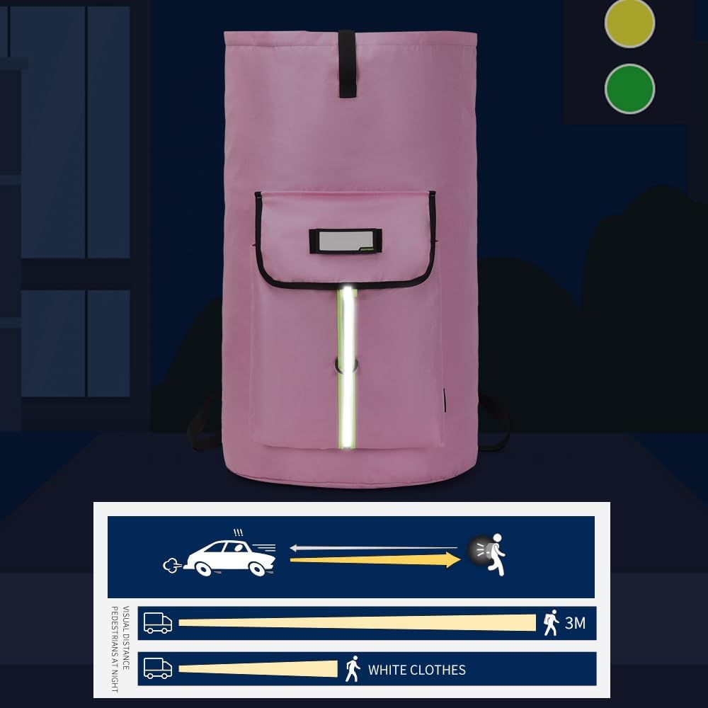 laundry bag backpack,extra-large heavy duty laundry bags,laundry backpack for college students,drawstring closure (Light Pink Laundry Bag)