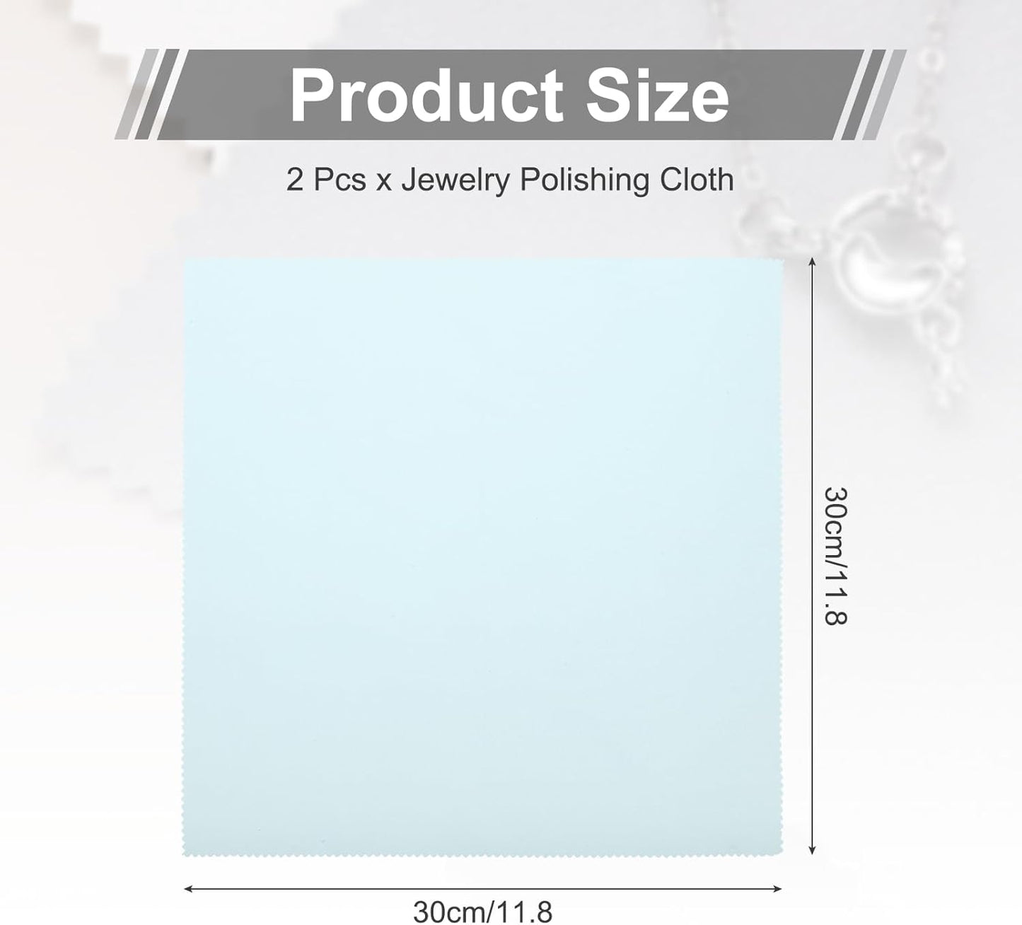 MECCANIXITY Jewelry Polishing Cloth 11.8x11.8 Inch Silver Polish Cleaning Cloths Jewelry Cleaner for Rings, Necklaces, Diamond, Bracelets, Pack of 2 (Sky Blue）