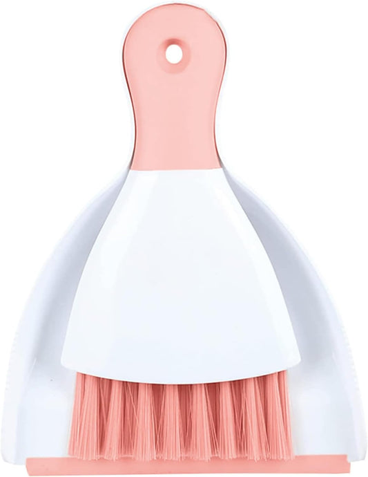Dust Pan Broom Brush Dustpan - Dustpan and Brush Set, Mini Dust Pans with Brushes, Handheld Broom Cleaning for Tables, Keyboards, Guinea Pig Cage, and Cat Litter, etc.(Pink