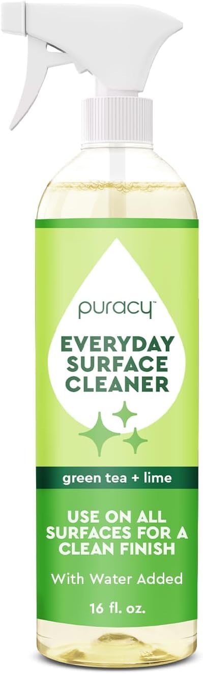 Puracy Multi-Surface Cleaner Spray - Plant-Powered Everyday Surface Cleaner - Natural All Purpose Cleaning Solution As Seen on TikTok (Green Tea and Lime Spray Bottle, 16 fl oz)