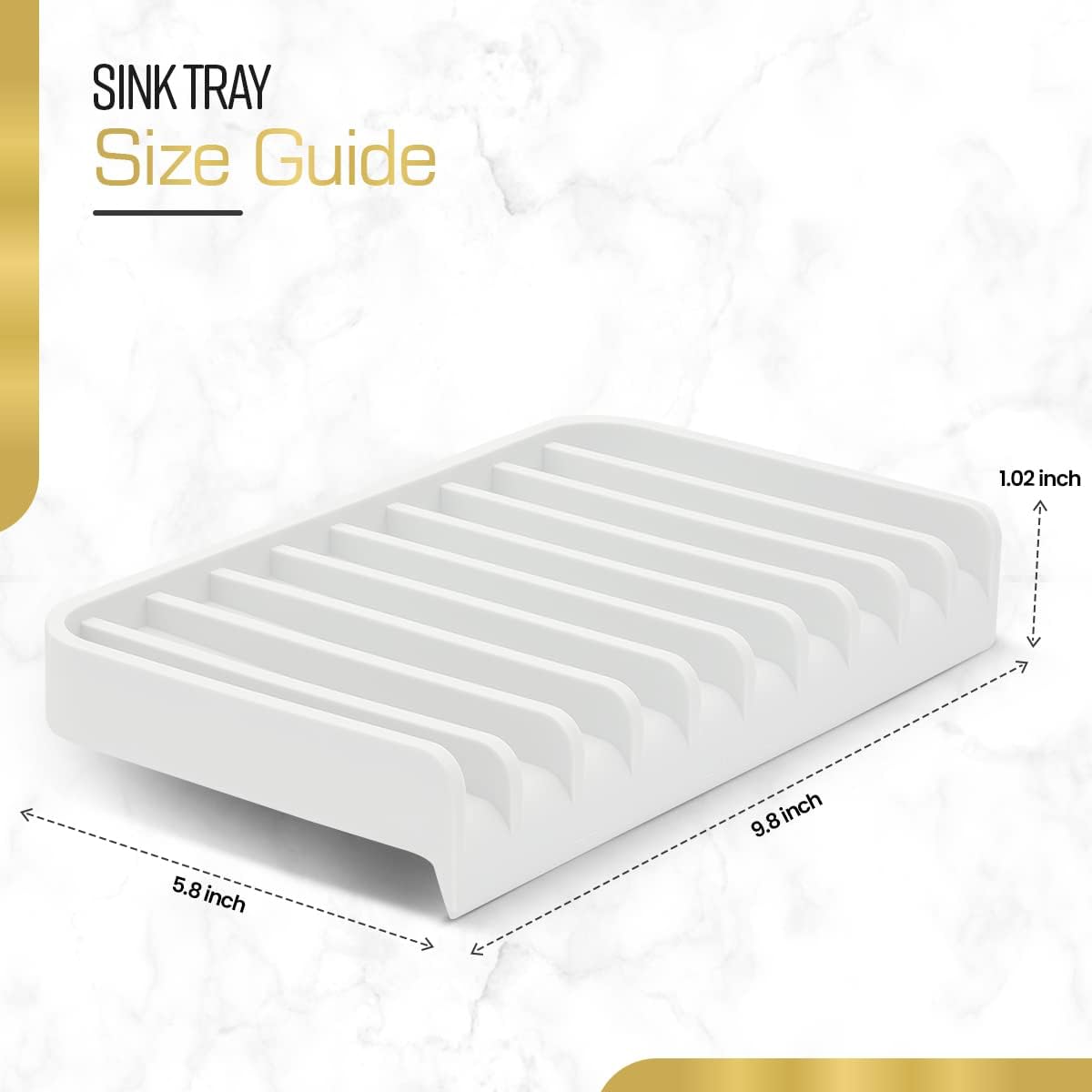 Effilogic Silicone Sponge Holder – Self-Draining Kitchen Sink Organizer, Quick Dry Mat and Counter Protector – Dishwashing Accessories for Sponges, Brushes, and Soap - Large White