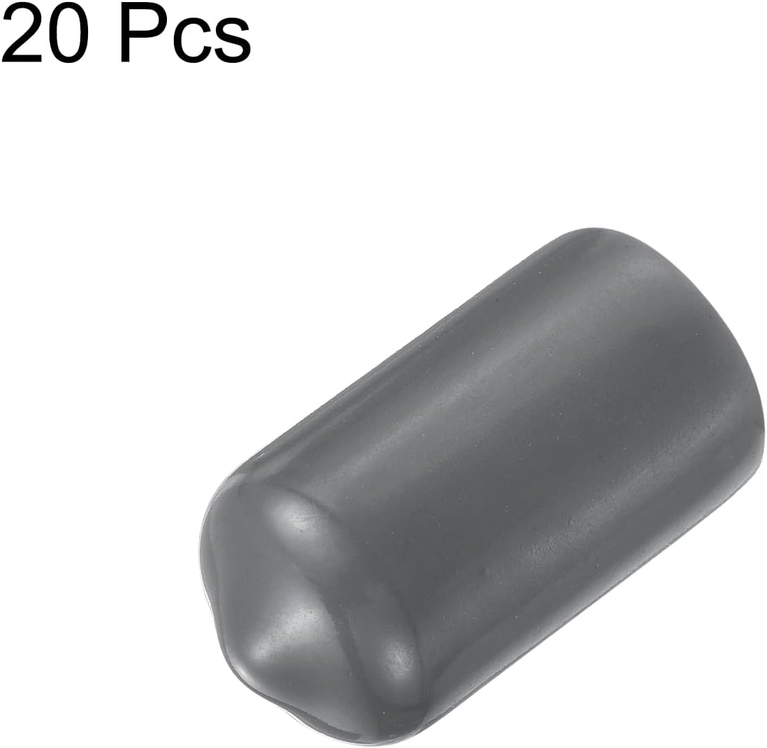 uxcell 20pcs Rubber End Caps 3.5mm ID Vinyl Round Tube Bolt Cap Cover Thread Protectors Dark Grey
