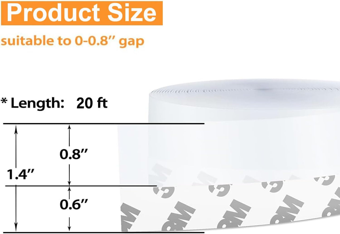 20 Ft Weather Stripping Door Seal Strip,Shower Door Bottom Seal,Self Adhesive Silicone Draft Stopper,for Door Frame,Windows and Shower Door (Transparent, 35mm)