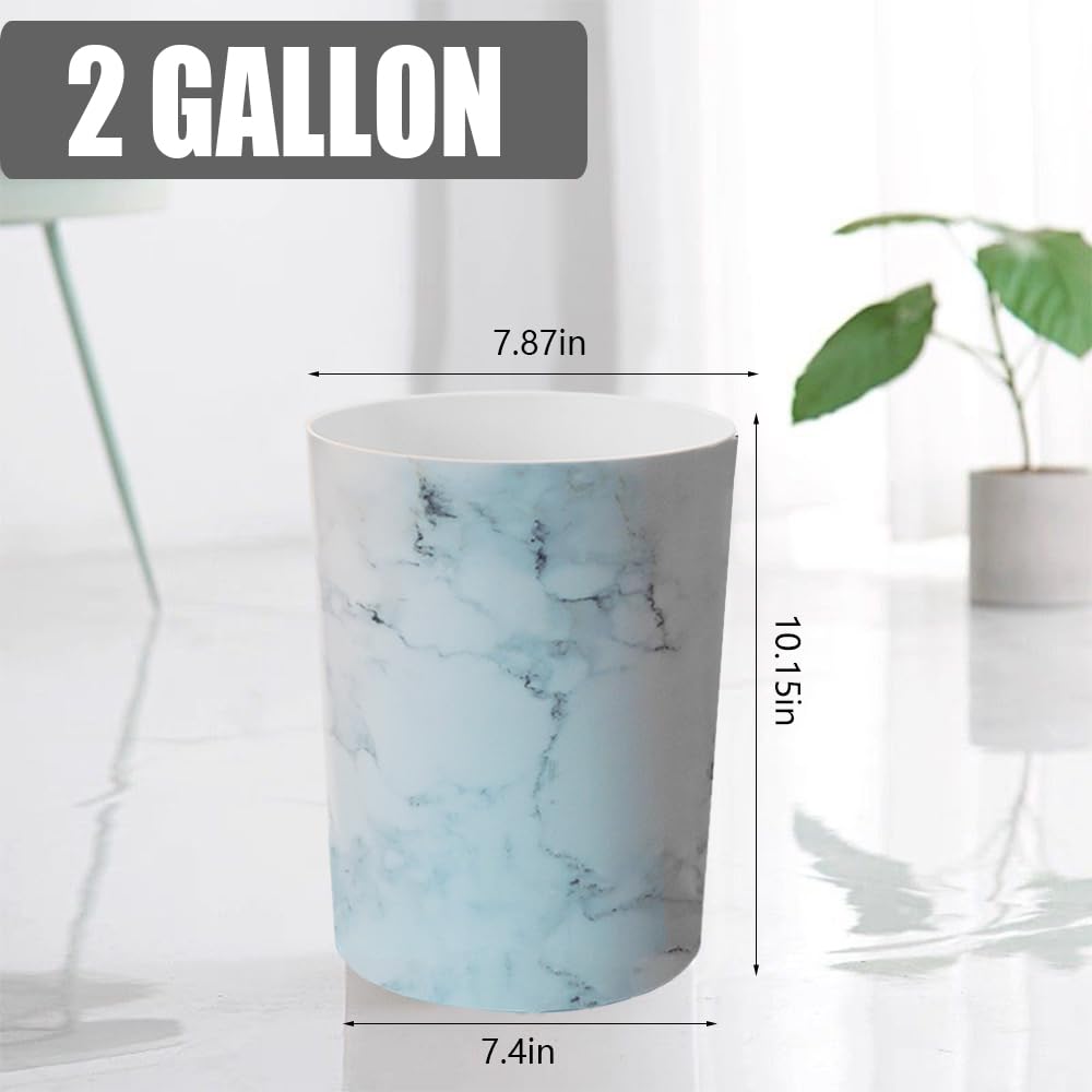 Feisco Small Trash Can for Bathroom, 2 Gallon Trash Can Trash Bin Wastebasket Garbage Can for Kitchen,Bathroom Office, Bedroom,Dorms,Laundry Room (White, 2 Pack)