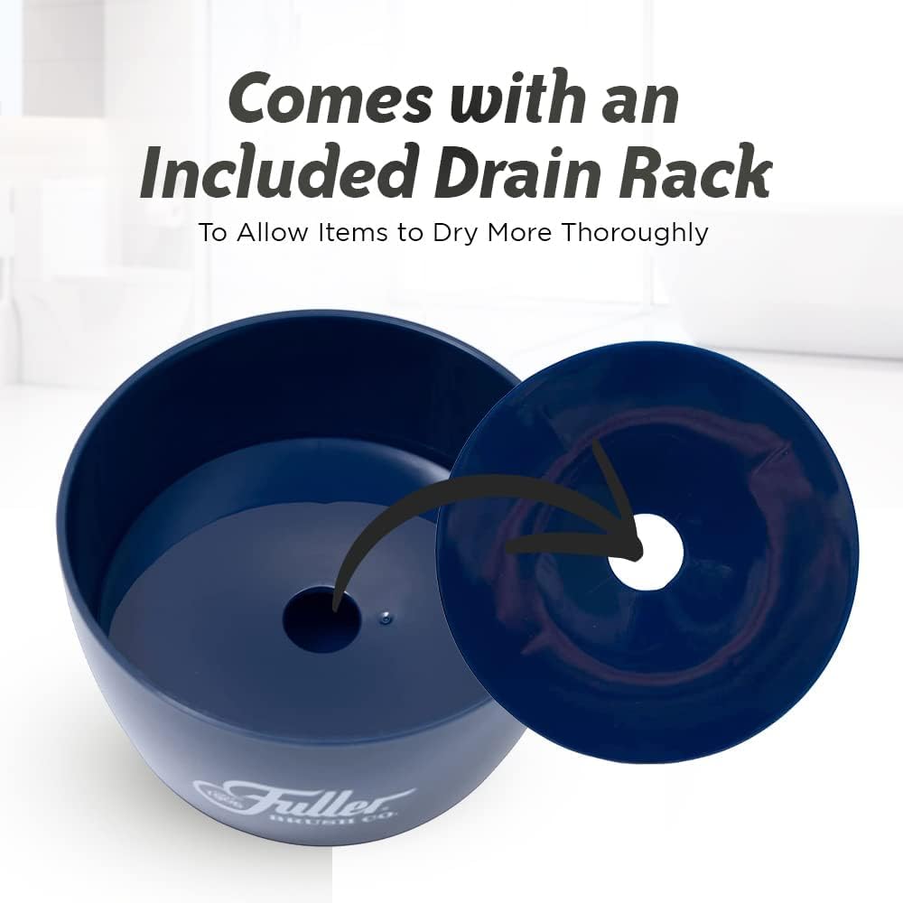 Fuller Brush Handy Holder with Drain Rack – Small Sink Caddy for Organizing Cleaning Sponges & Tools – Removable Drain Tray, Dishwasher Safe – Navy