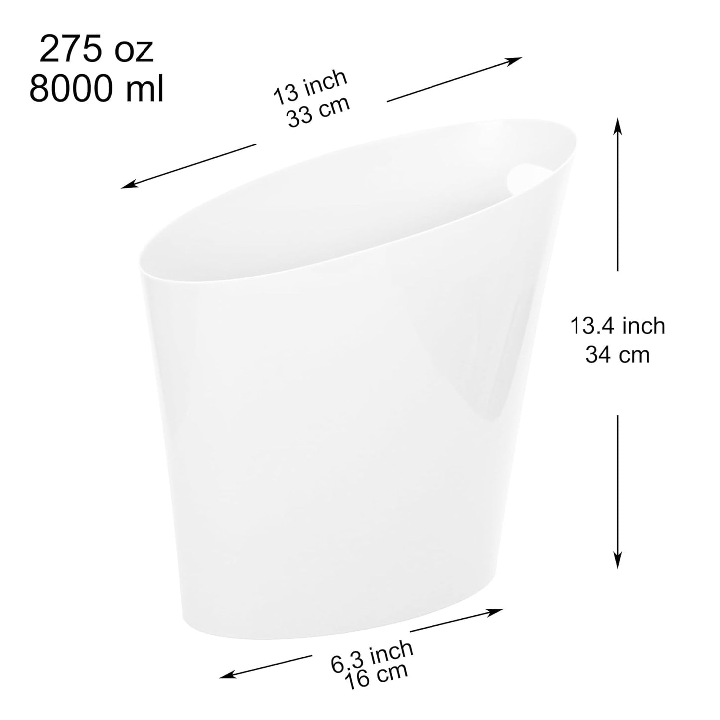Youngever 2 Gallon Slim Trash Can, Plastic Garbage Container Bin, Small Trash Bin with Handles for Home Office, Living Room, Study Room, Kitchen, Bathroom (2 Pack White)