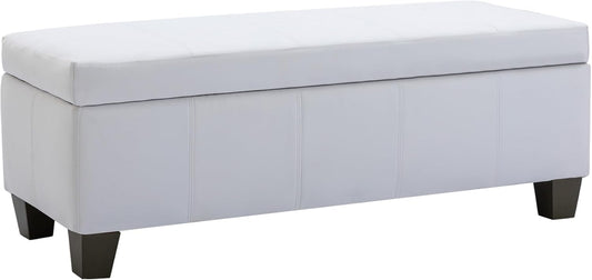 51 Inch Faux Leather Ottoman with Storage, End of Bed Bench with Large Storage, Rectangular Extra