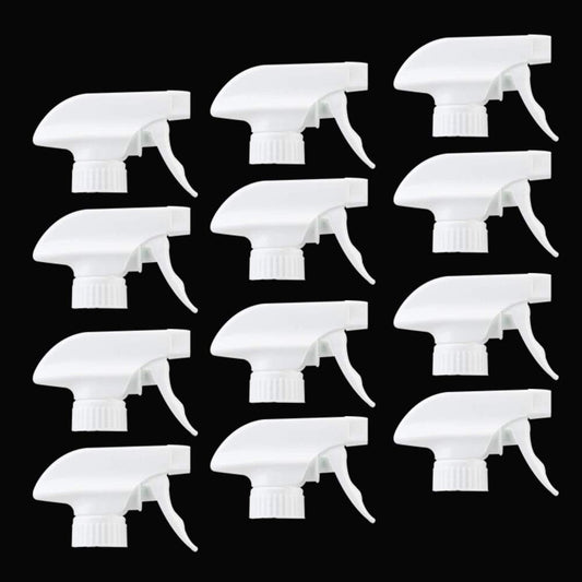 AMORIX 12PCS Trigger Sprayer White Spray Top Heavy Duty Replacement Nozzles for Plastic Bottles with Mist Spray & Stream Sprayer, Fits 28/400 Bottles + Tag Stickers