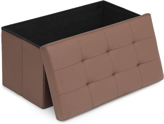 Athena Collection 30" Storage Ottoman Bench Folding Bench with 90L Hidden Storage, Large End of Bed