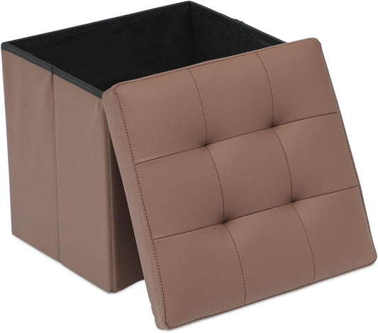 Athena Collection 15" Storage Ottoman Bench Folding Bench with 40L Hidden Storage, Small Cube