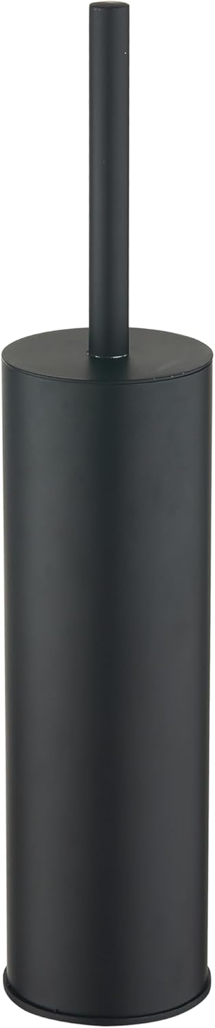 Toilet Brush and Holder Set Black Stainless Steel, 304 Heavy Duty Round Toilet Brush Set – Rust Resistant, Long Handle, Replacement Heads, Floor Standing Bathroom Toilet Cleaning Brush