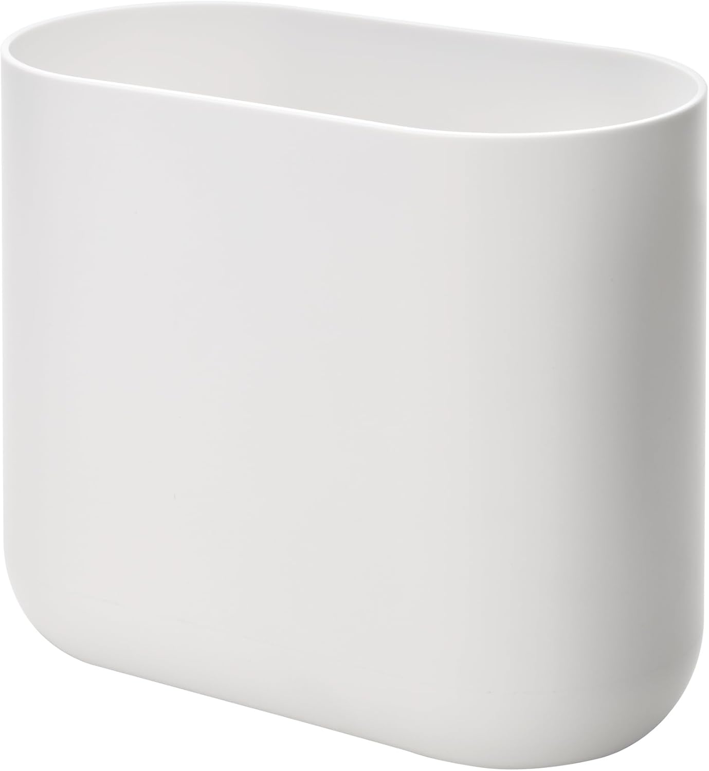 iDesign Slim Oval Plastic Waste Basket The Cade Collection, 10.56” x 5.5” x 9.77”, White