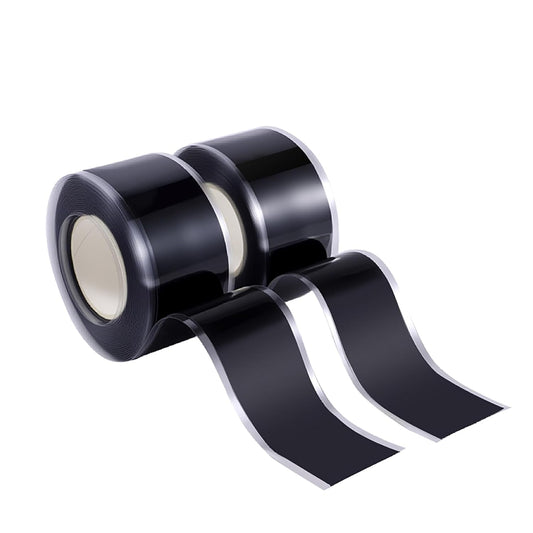 Self Fusing Silicone Tape 2 Rolls 1 in x 10' Black Waterproof Rescue Tape Rubber Leak Silicone Self-amalgamating Tape for Plumbing, Sealing Pipes, Hose Repair, Outdoor Coax and Tool Fixation