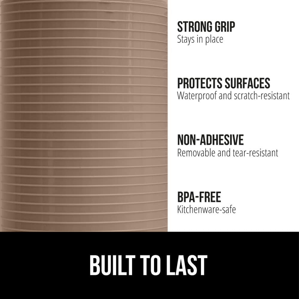 GORILLA GRIP DuraGuard Shelf Liner, 17.5x20 Non-Adhesive Cabinet Liners for Kitchen Drawers, Shelves, Refrigerator, Pantry Storage, Bathroom Closet, Durable Waterproof BPA Free Ribbed Plastic, Beige