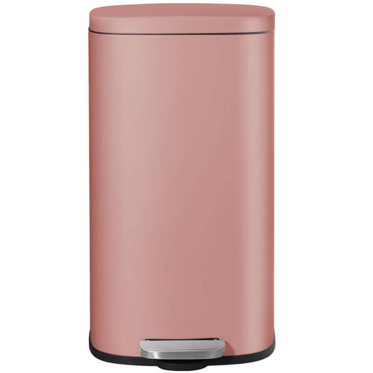 AthLike Trash Can, Stainless Steel Kitchen Garbage Can, Step Waste Bin with Hinged Lid and Removable Inner Bucket, Soft-Close, Dustbin for Bathroom Bedroom Living Room Home (Pink, 8 Gal)