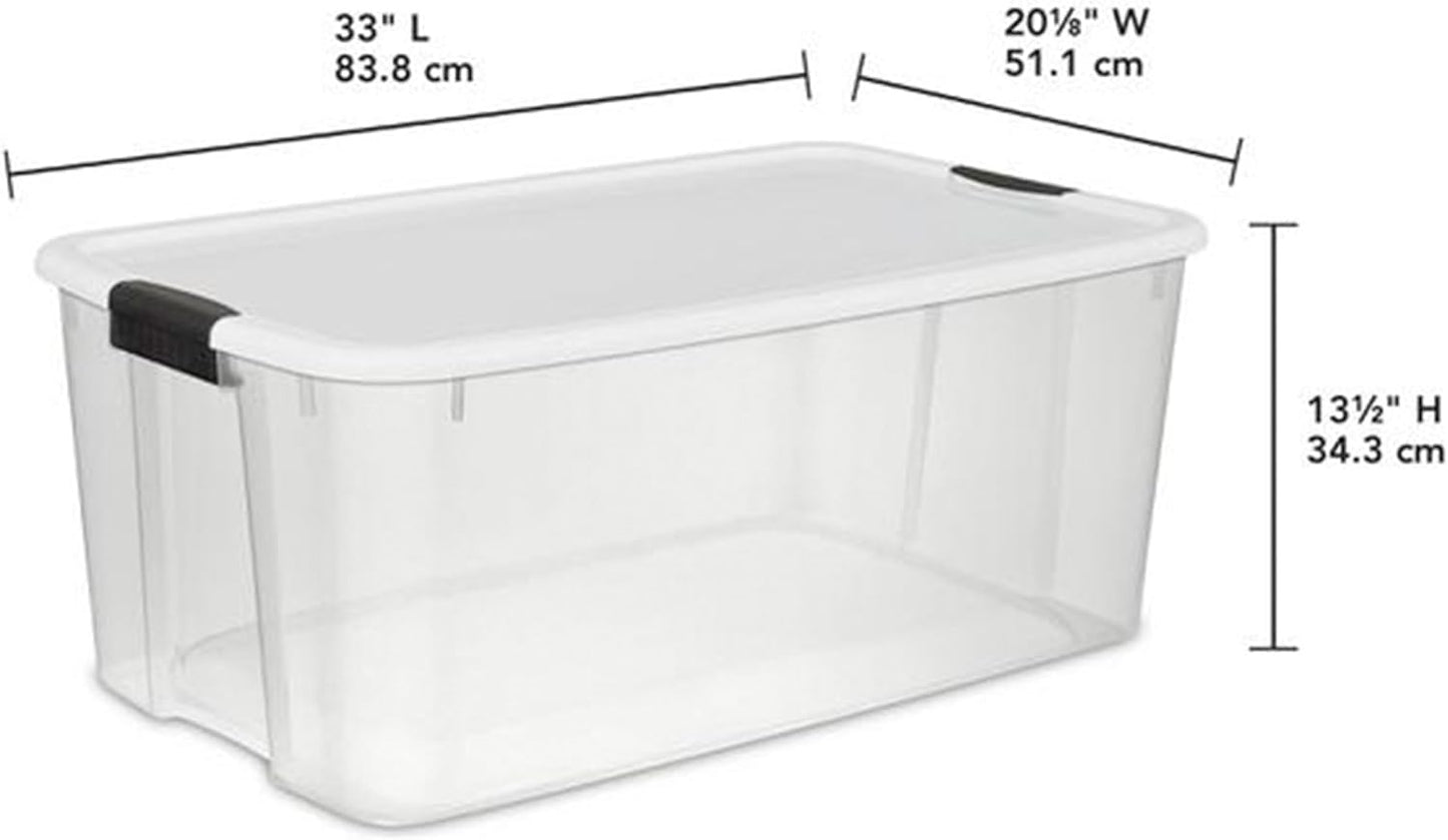 Sterilite 16-Pack Ultra Latching Box, Storage Bins with Lids, Clear Plastic, 116 Quart - Heavy-Duty Organizing Containers for Closet, Bathroom, and Office