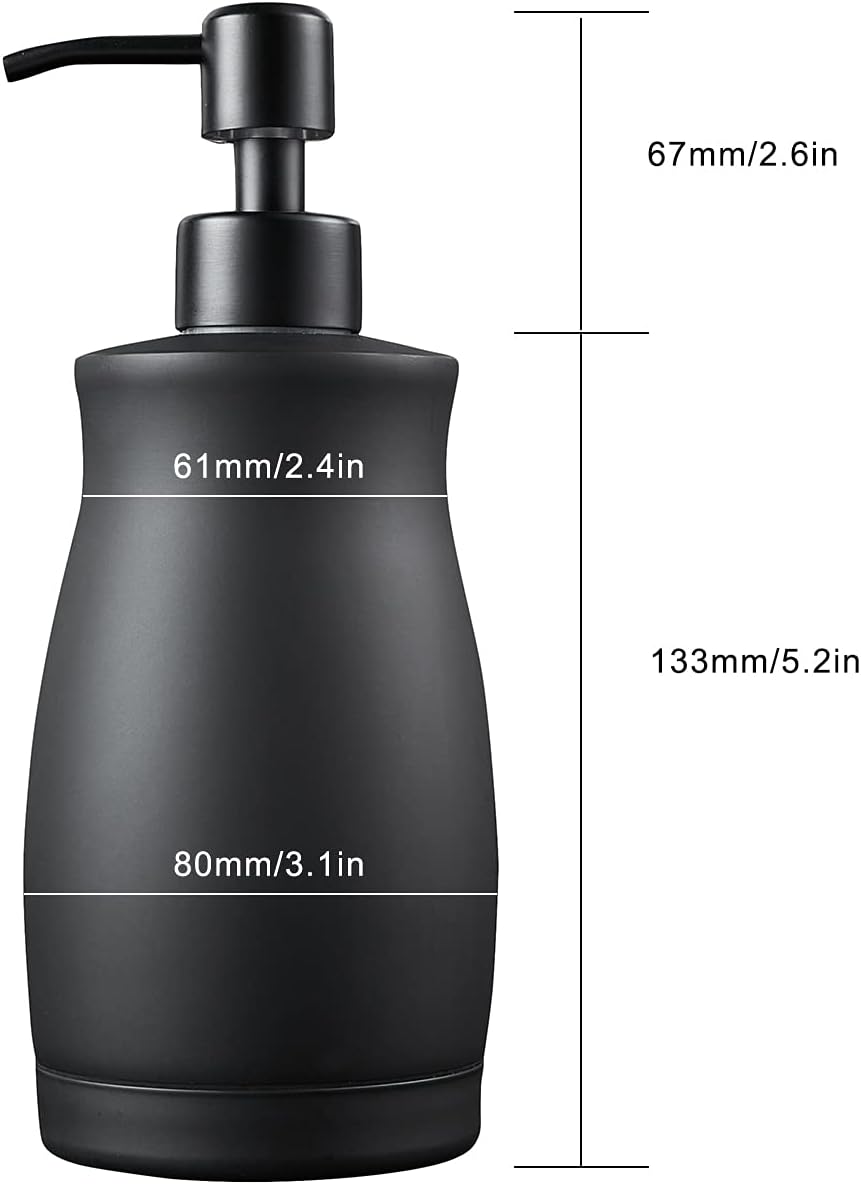 304 Stainless Steel Countertop Black Soap Dispenser Rust Resistant Leak-Proof Liquid Hand Sanitizer Pump with Hopper，for Kitchen Sink, Countertop, Bathroom (13.5oz/400ml)