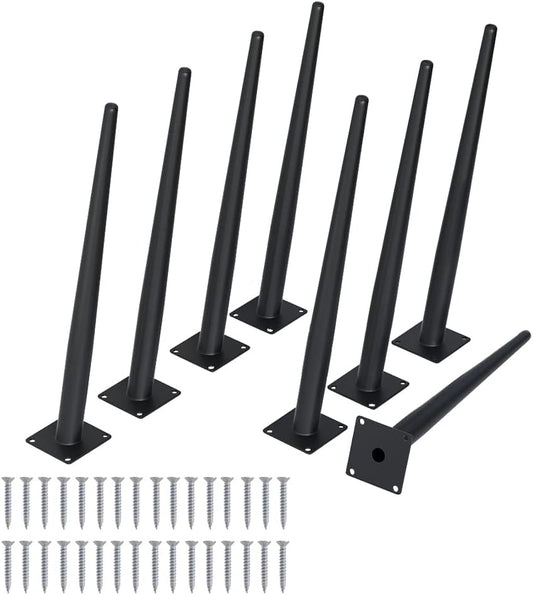 8PCS 16 Inch Matte Black Tapered Angled Legs for Furniture, Metal Mid Century Mordern Feet, Heavy
