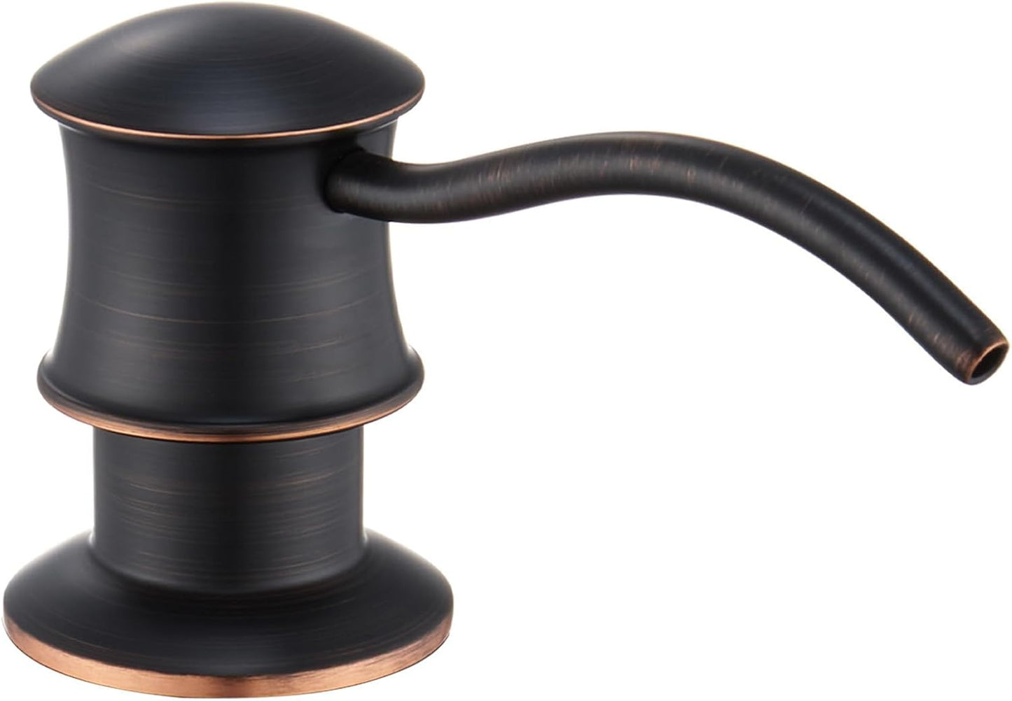 Built in Soap Dispenser for Kitchen Sink Countertop, Solid Brass Pump Head Long Spout with 10.2 Ounce PET Food Safe Material Lotion Bottle, Oil Rubber Bronze Finish