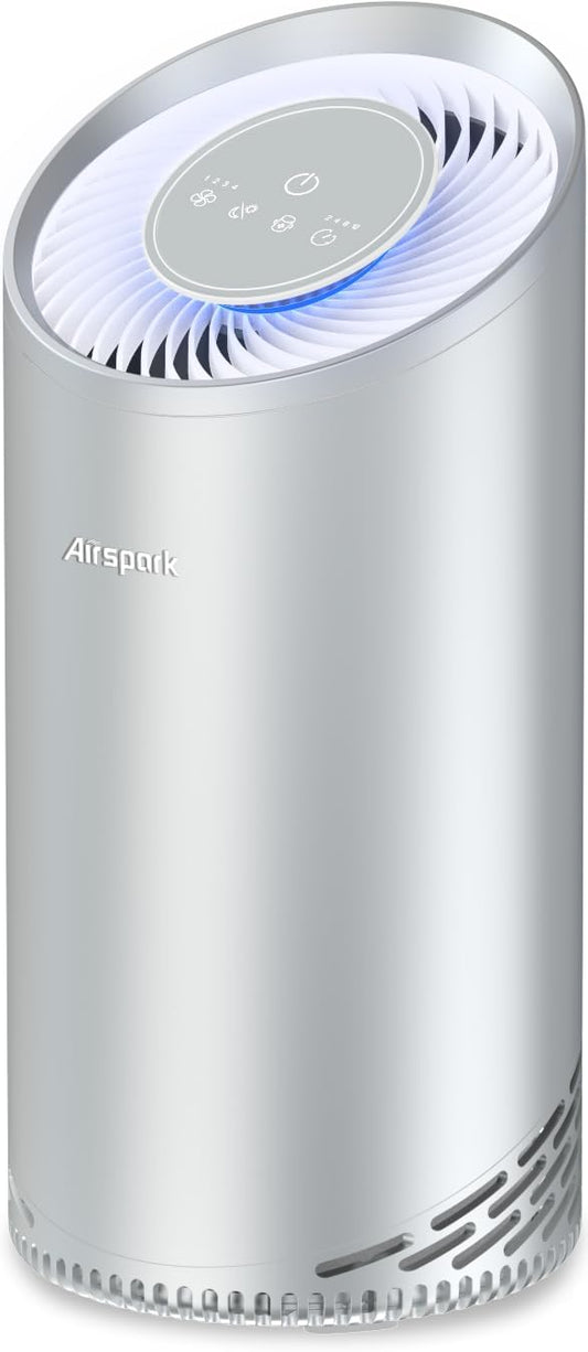 Aluminum Housing Air Purifiers for Home Bedroom Cover 1375ft². Washable Pre-Filter HEPA Air Purifier for Pets Hair Dander Odors, Filter 99.99% Smoke Dust Dander Pollen, Night Light Sleep Mode