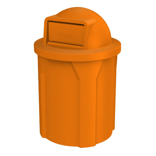 42 Gallon Circle 100% Recycled Plastic Heavy Duty Outdoor Commercial Trash Can with Push Open Dome