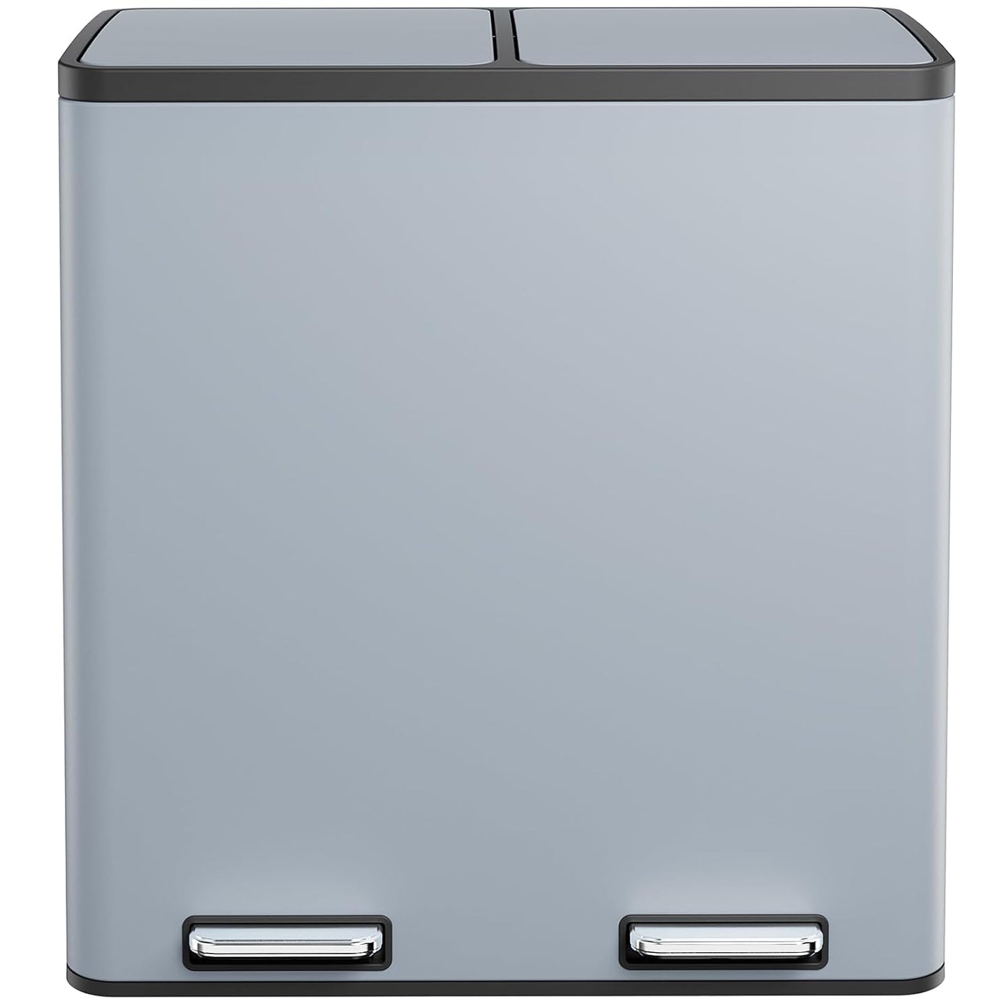 AthLike 60L(16 Gal) Dual Trash Can, Stainless Steel Kitchen Garbage Can, Double Compartment Classified Rubbish Bin, Recycle Dustbin w/Plastic Inner Buckets, Soft-Close Lid, Airtight (Haze Blue)