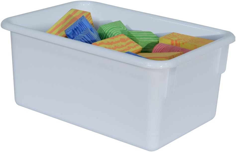 Wood Designs Cubby Storage Bin, Heavy Duty Plastic Containers for Kids White Cubby Tray Set of 20