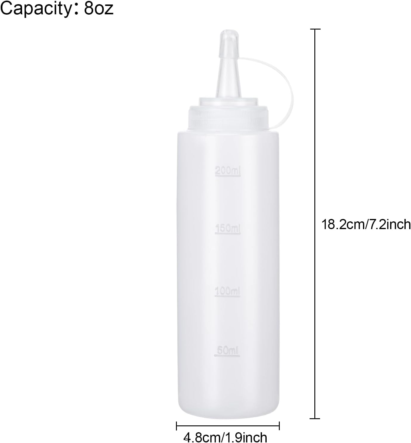 Condiment Squeeze Bottles Ketchup Dispenser, 6 Pack 8oz Squeeze Bottles for Liquids, Plastic Sauce Bottle with Cap Lid, Squirt Bottles for Sauces Liquids BBQ Dressing Pancake Art