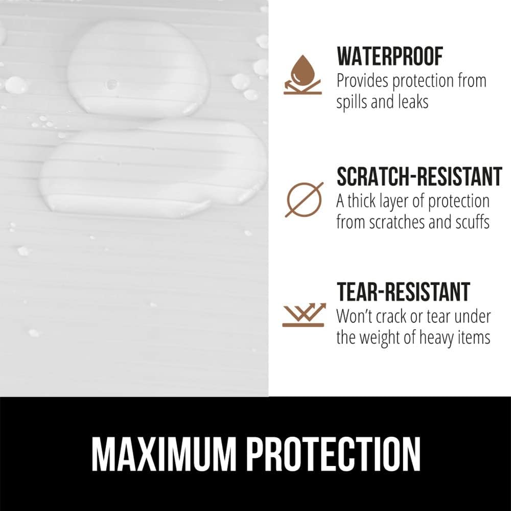 GORILLA GRIP DuraGuard Shelf Liner, Non-Adhesive Cabinet Liners for Kitchen Drawers, Shelves, Refrigerator, Pantry Storage, Bathroom Closet, Durable Waterproof BPA Free Ribbed Plastic, 17.5x10 White